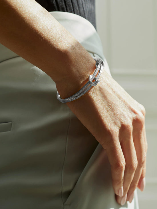 The Knot White Gold Diamond Bangle