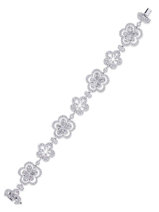 Blossom Pear Shape White Gold Diamond Bracelet