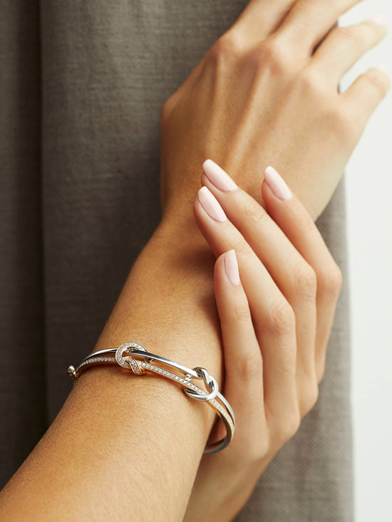 The Knot White and Rose Gold Diamond Bangle