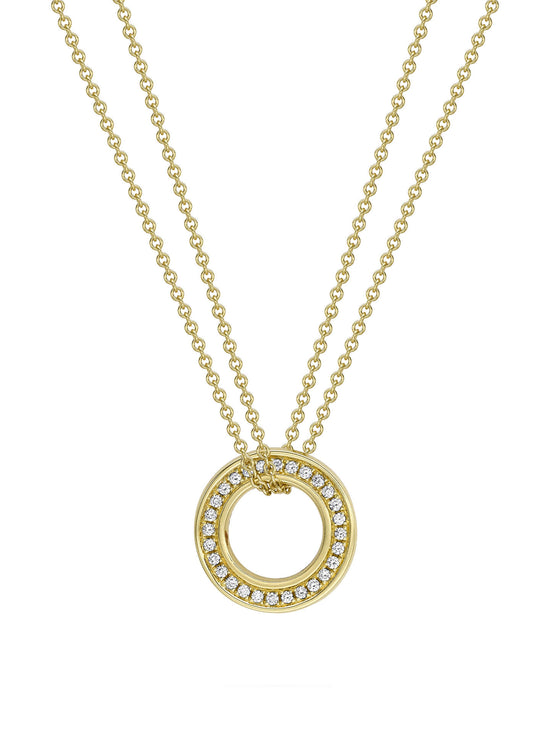 Roulette Small Yellow Gold Diamond Pendant