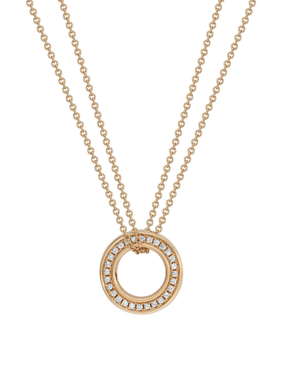 Small Roulette Rose Gold Diamond Pendant