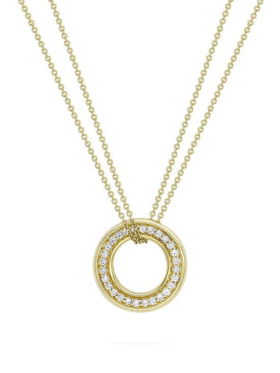 Medium Roulette Yellow Gold Diamond Pendant