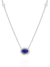 Vintage Oval Sapphire Platinum Pendant