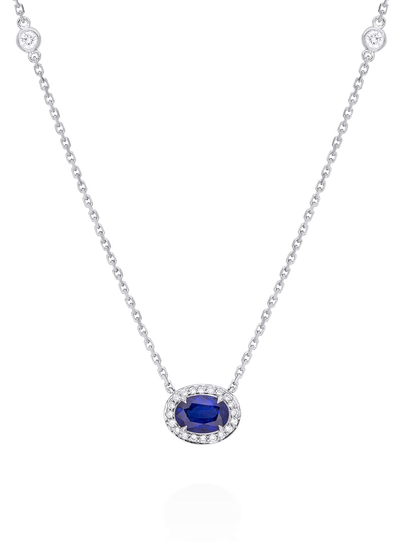 Vintage Oval Sapphire Platinum Pendant