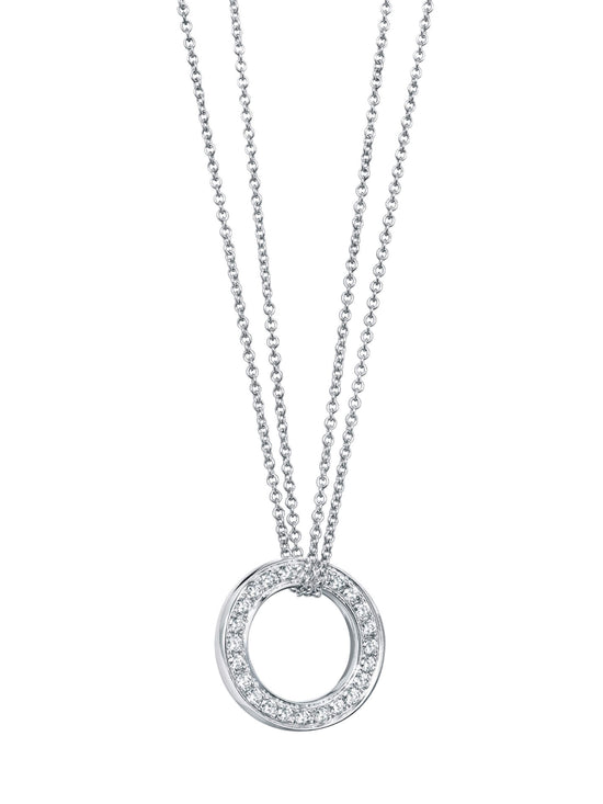 Large Roulette White Gold Diamond Pendant