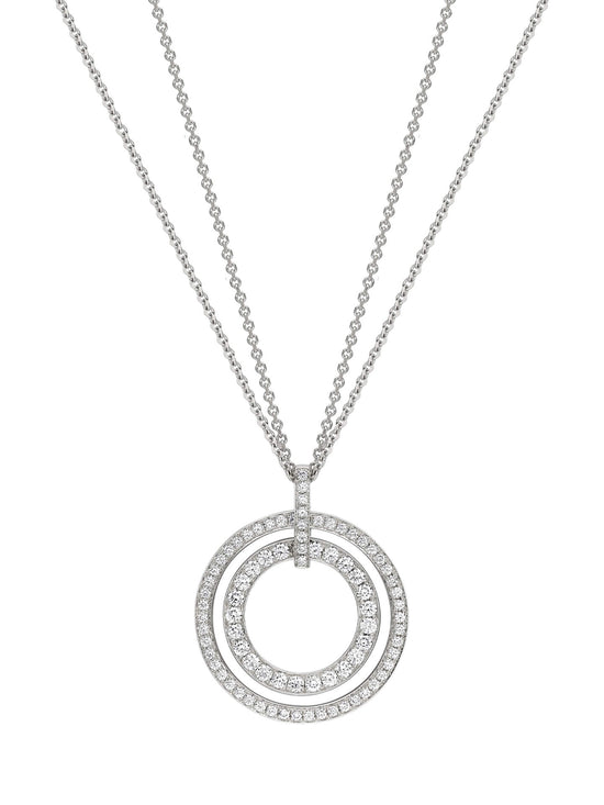 Roulette Large White Gold Double Diamond Pendant