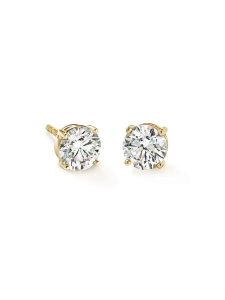 Classic Yellow Gold Diamond Stud Earrings