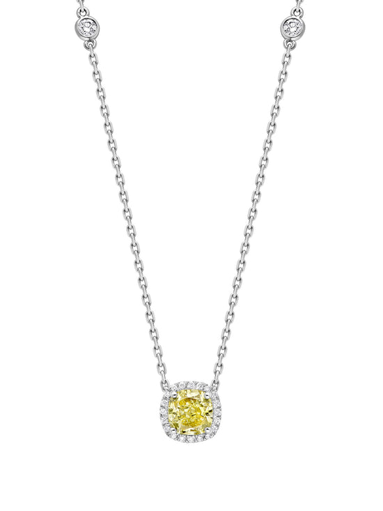 Yellow Diamond Vintage Cushion Pendant