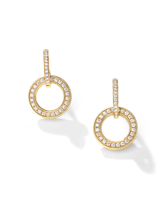 Large Roulette Yellow Gold Diamond Earrings