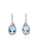 Spaghetti Aquamarine Oval Drop Diamond Earrings