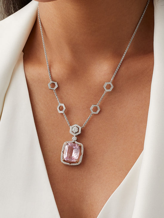 Moroccan Morganite White Gold Pendant