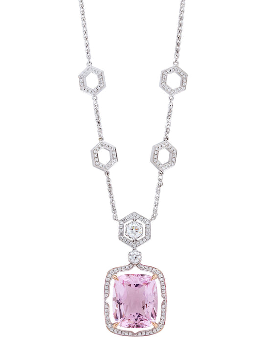 Moroccan Morganite White Gold Pendant