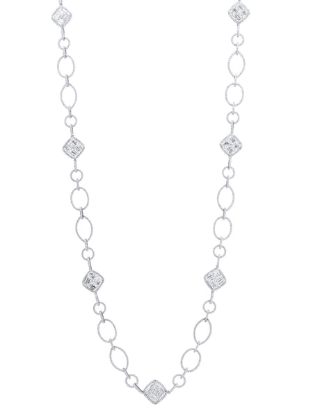 Ashoka Diamond Weave Motif White Gold Necklace