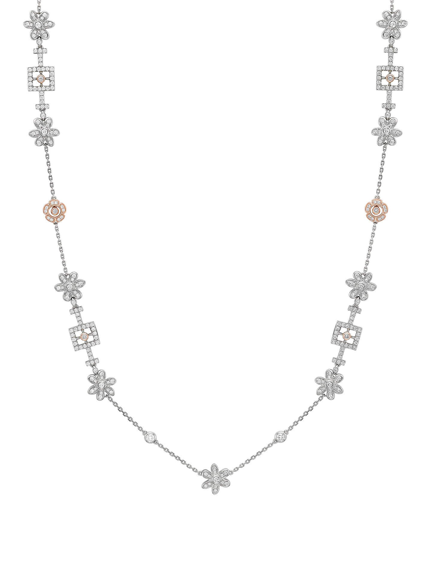 Secret Garden Long Platinum Pink Diamond Necklace | Boodles