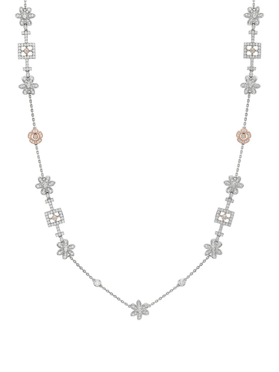 Secret Garden Long Platinum Pink Diamond Necklace