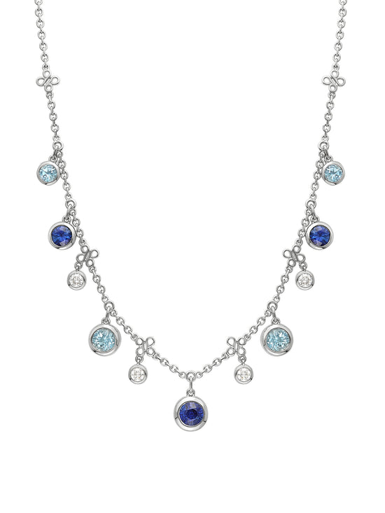 Beach Sapphire Aquamarine Platinum Necklace