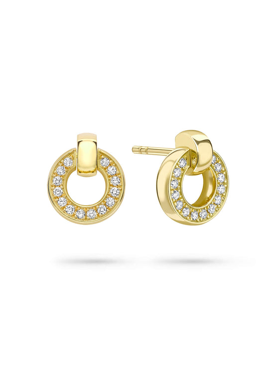 Roulette Yellow Gold Diamond Flip Earrings