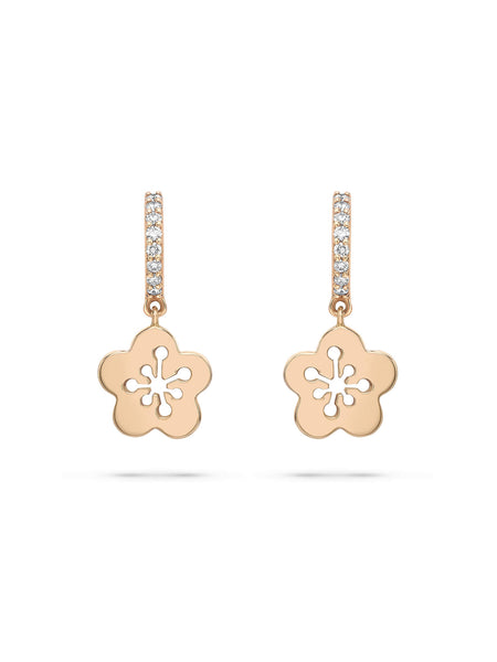 Mini Blossom Rose Gold Diamond Drop Earrings