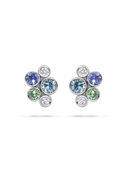 Raindance Watercolour White Gold Cluster Stud Earrings