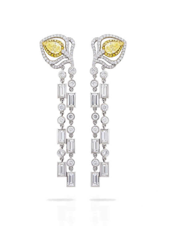 Wonderland Peacock Diamond Drop Earrings