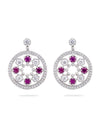 Circus White Gold Diamond and Ruby Drop Earrings