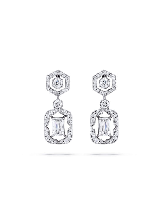 Mosaic Ashoka Platinum Diamond Drop Earrings