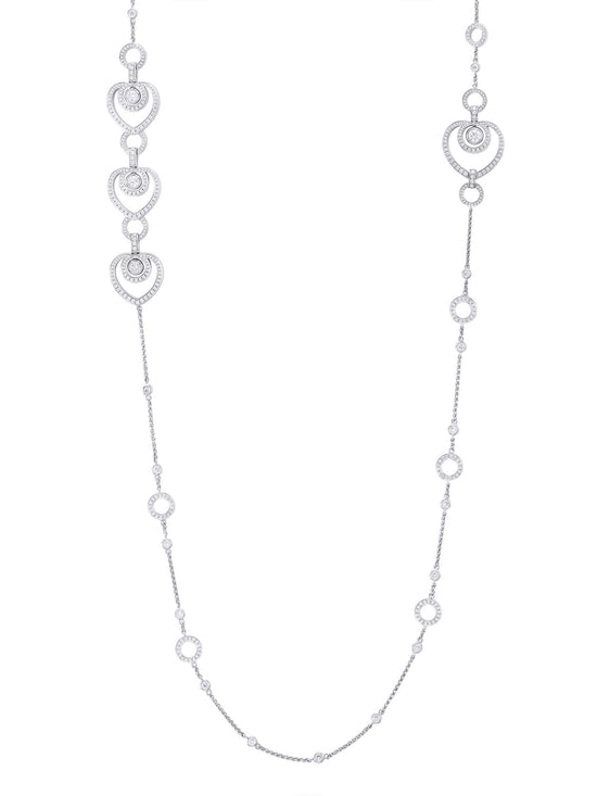 Sophie Long Open Heart Platinum Diamond Necklace