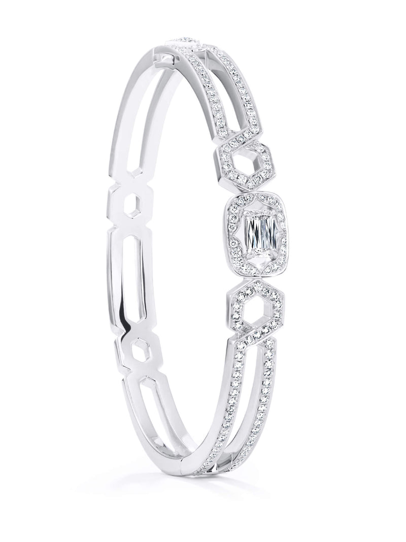 Mosaic Single Ashoka Platinum Diamond Bangle