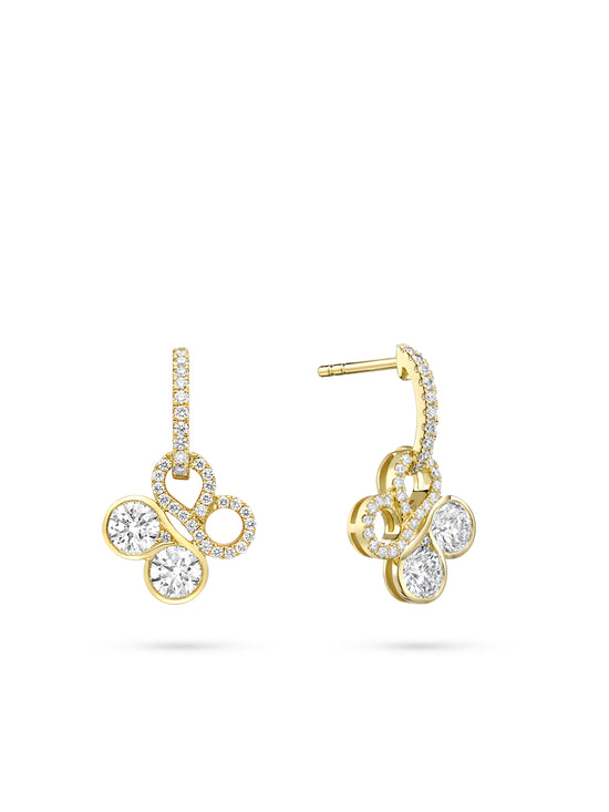 Be Boodles Yellow Gold Diamond Drop Earrings