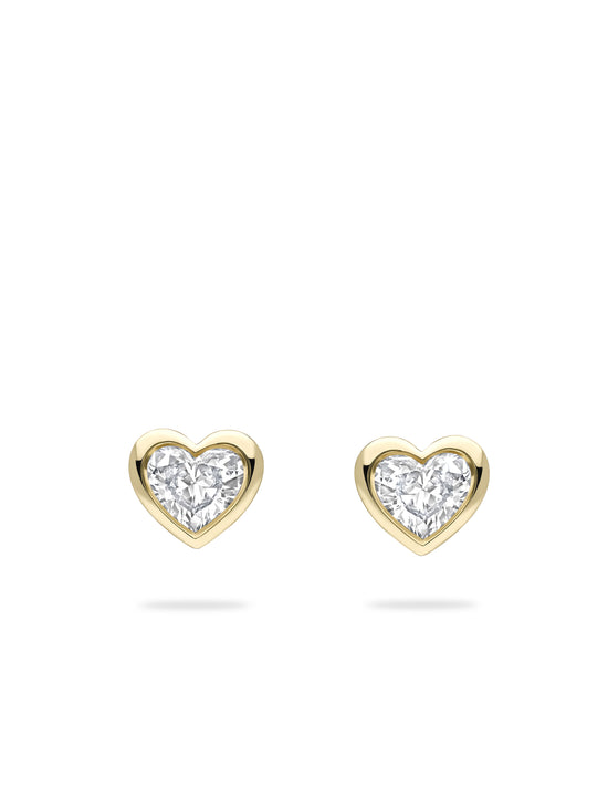 Florentine Heart Diamond Yellow Gold Earrings