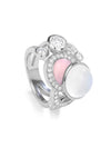 Raindrop Moonstone Pink Opal White Gold Ring