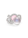 Raindrop Moonstone Pink Opal White Gold Ring