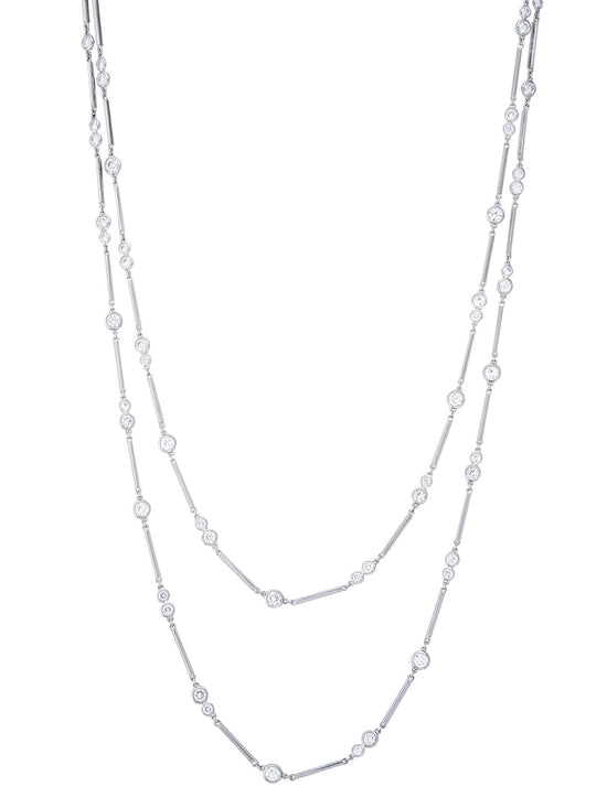 Raindance Double Row Long Diamond Necklace