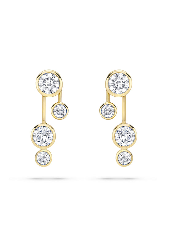 Raindance Detachable Double Drop Yellow Gold Earrings