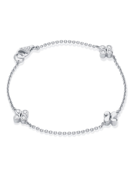 Be Boodles White Gold Triple Charm Bracelet