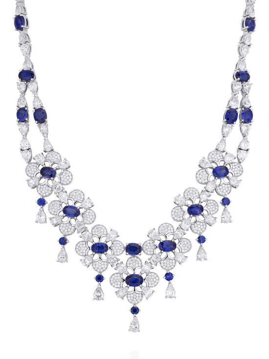 Blues and Royals Sapphire Diamond Necklace