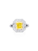 Pavilion Radiant Cut Yellow Diamond Platinum Ring