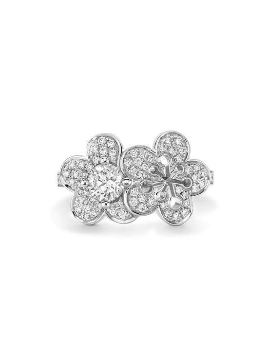 Double Blossom White Gold Ring