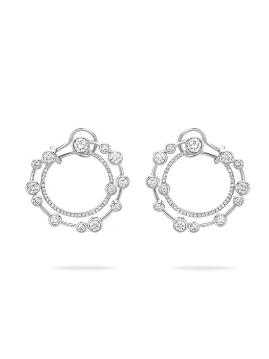 Waterfall Large Diamond Platinum Hoop Earrings