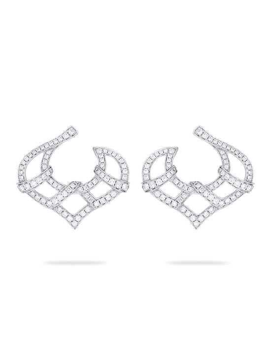 Woodland Pavé Diamond Platinum Earrings