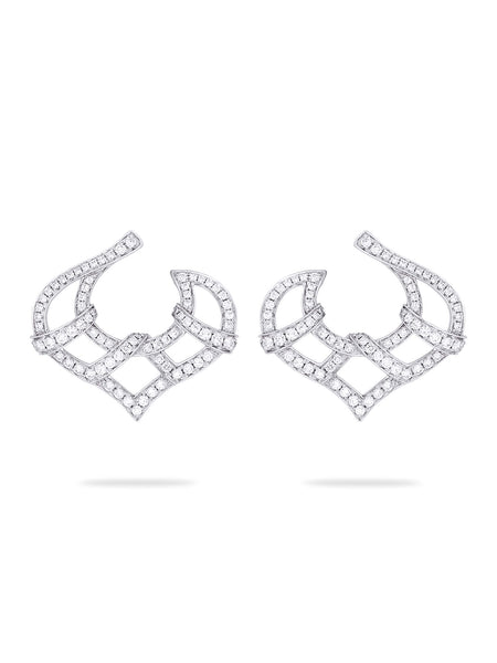 Woodland Pavé Diamond Platinum Earrings