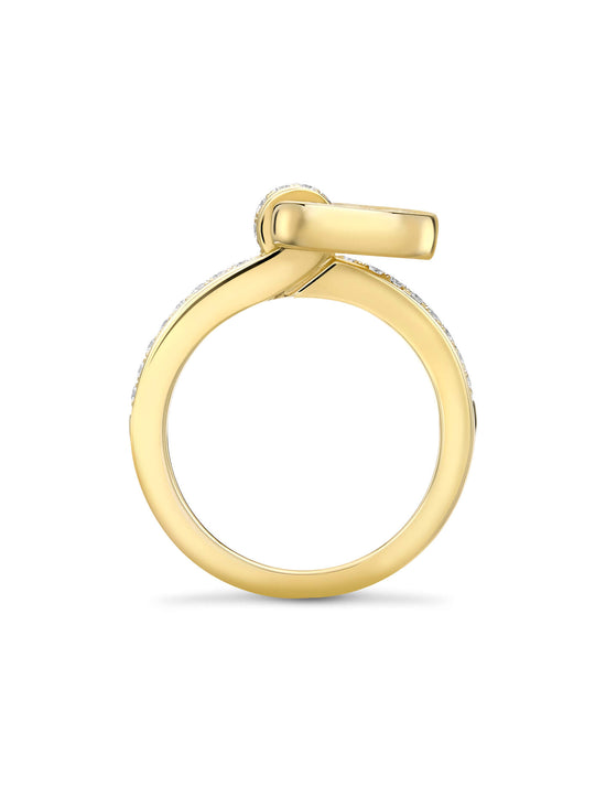 Roulette Yellow Gold Flip Ring with Pavé Diamond Band