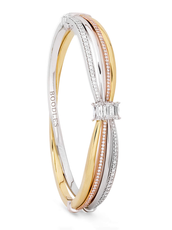 Ribbons Three Stone Ashoka Diamond Bangle