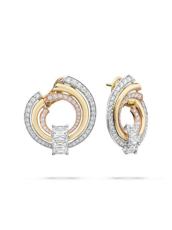 Ribbons Ashoka Platinum and Gold Diamond Earrings