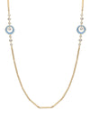 Raindance Diamond Blue Enamel Long Yellow Gold Necklace