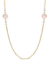 Raindance Diamond Pink Enamel Long Yellow Gold Necklace