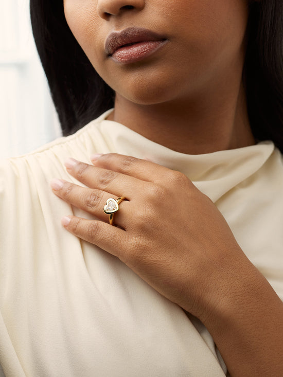 Florentine Heart Yellow Gold Diamond Ring