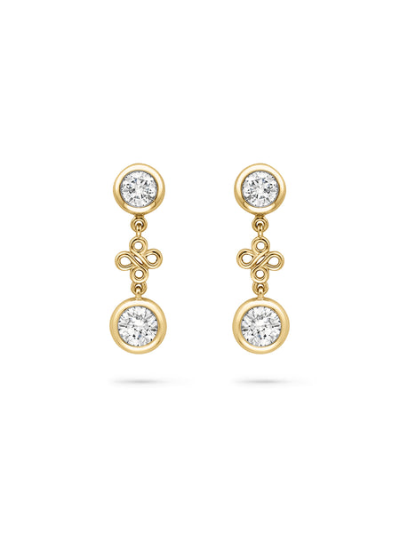 Beach Yellow Gold Detachable Diamond Drop Earrings