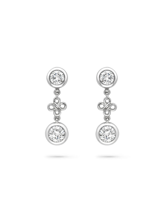 Beach Platinum Detachable Diamond Drop Earrings