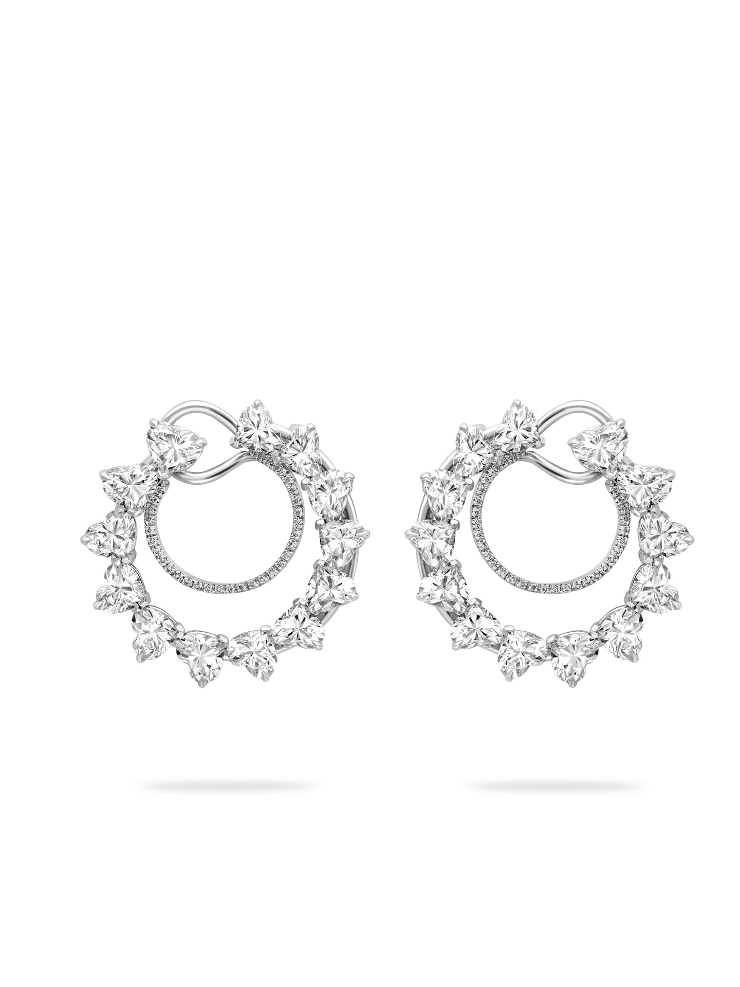 Fireworks Platinum Heart Diamond Earrings | Boodles